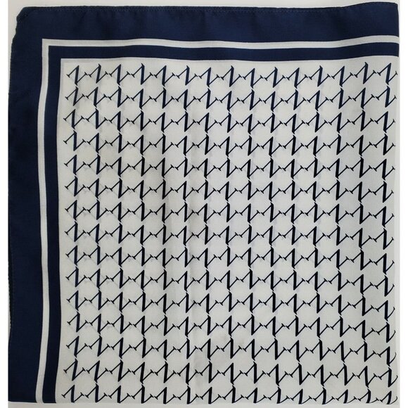 Blue White Scarf Letter N Polyester Square Morsley New York 26" Square Vintage - Picture 7 of 10